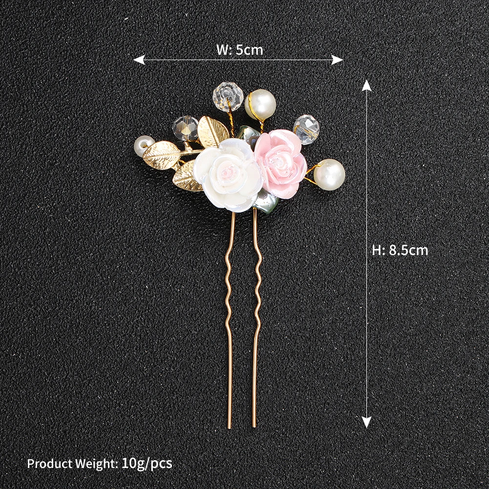 Perle U-förmige Haarspange Gabel Haarschmuck Kopfschmuck Kopfbedeckung Geschenk Hochzeit Braut Haarschmuck Strass Haarnadeln – Detail 2