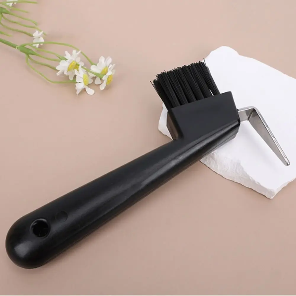 Sturdy Plastic Horse Hoof Pick Brush Black Hoof Care Hoof Pick with Brush Durable Anti-Slip Grip Horses Hoof Groove Cleaner Goat