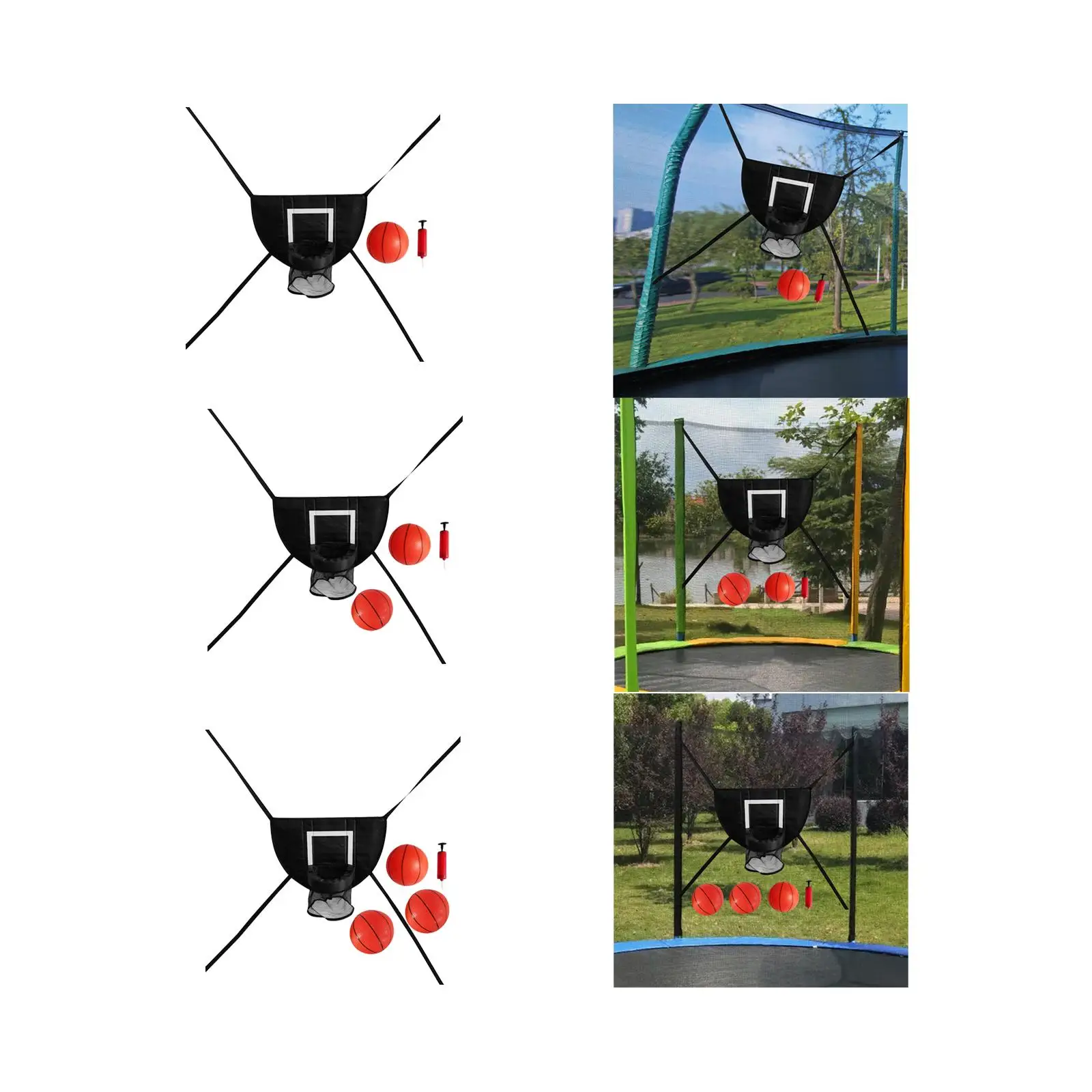 Mini cesta de basquete para trampolim com gabinete rack de basquete ao ar livre