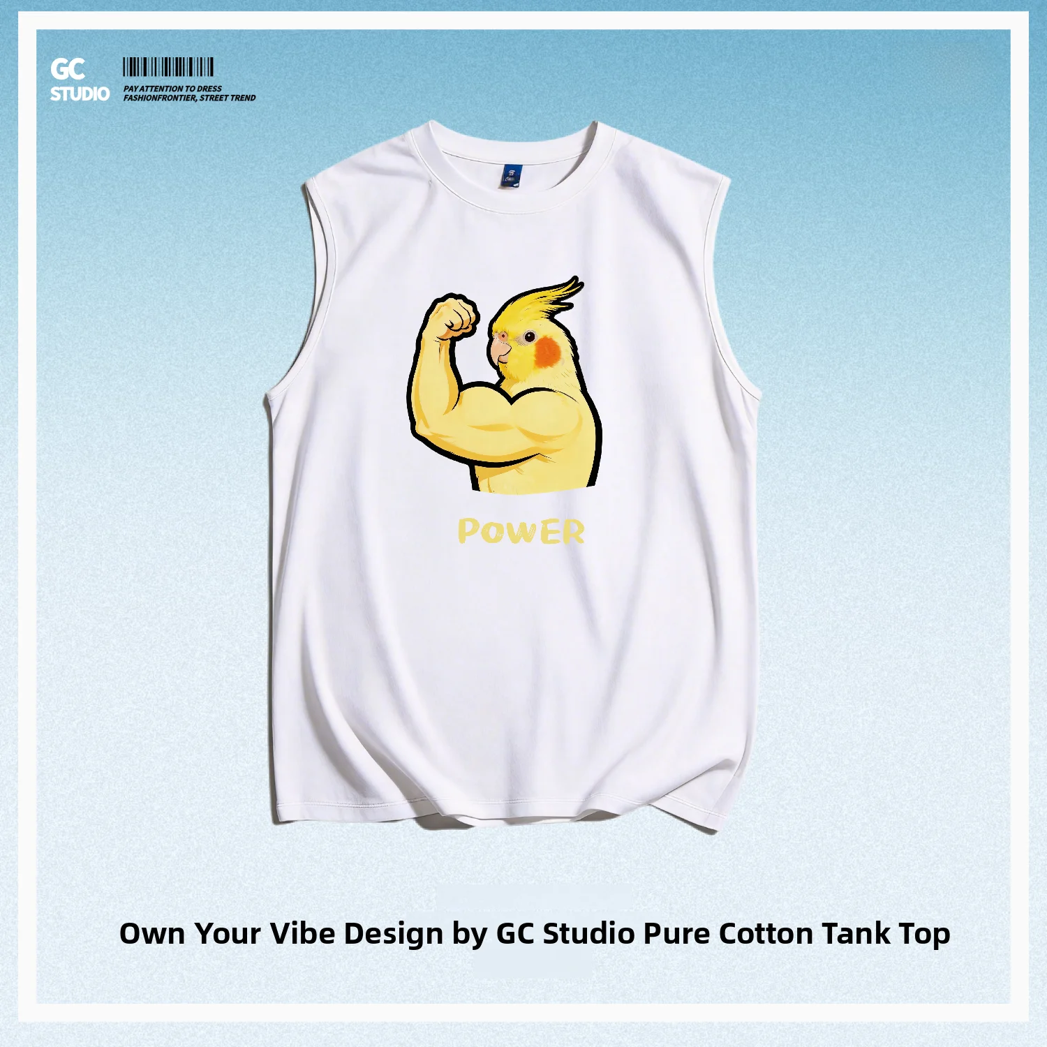 Men's And Women's Pure Cotton Muscle Fitness Vest Breathable Cute Bird Creative Funny Printed T-Shirt Comfortable Sports Vest