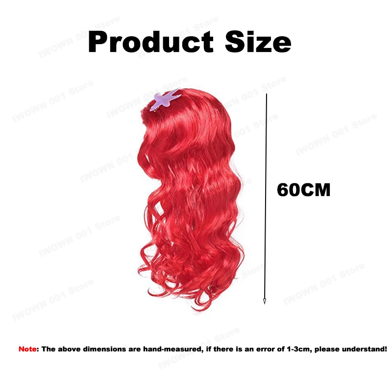 키즈 소녀 인어 공주 드레스 레드 가발 머리와 불가사리 헤어 클립 모자를 쓰고 있죠 할로윈 애니메이션 코스프레 의상 액세서리