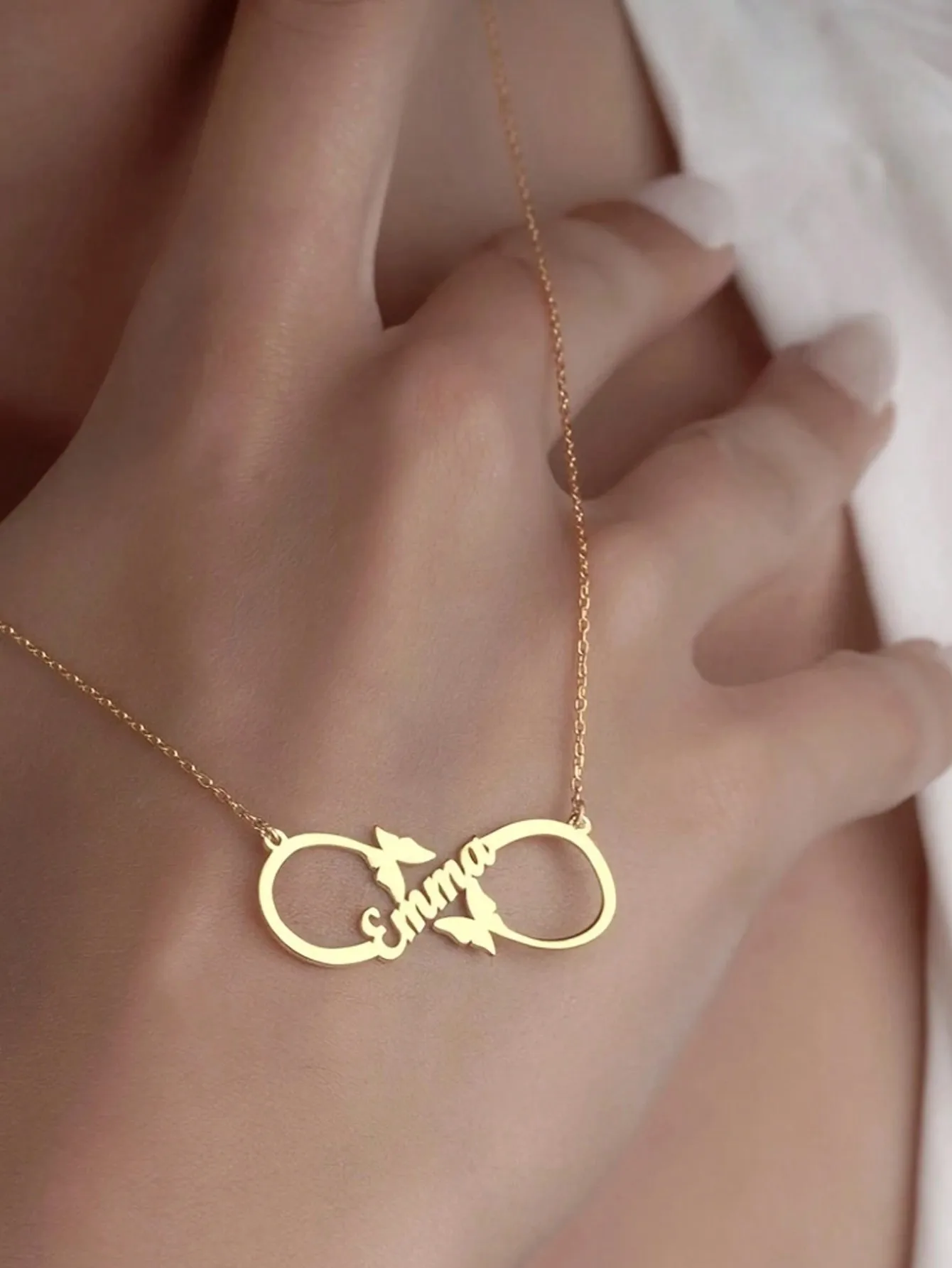 Customized Infinite Butterfly Name Necklaces For Women Gold Color Stainless Steel Name Charm Necklace Festival Jewelry Gift