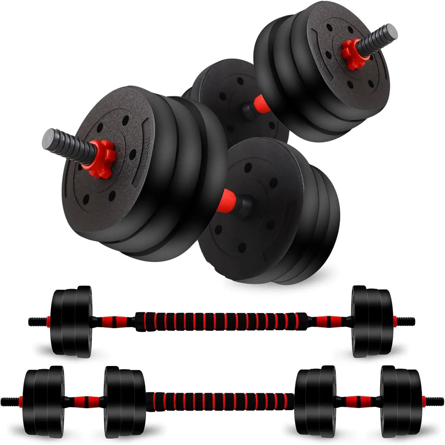 Adjustable Adjustable Dumbbell Set with 12 Weight Plates, 3-in-1 Convertible Dumbbell Barbell Push-Up Stand, Iron Sand-Filled PE-Coated Weights, Non-Slip PP Handle Bars & Safety Collars - Aliexpress Deal