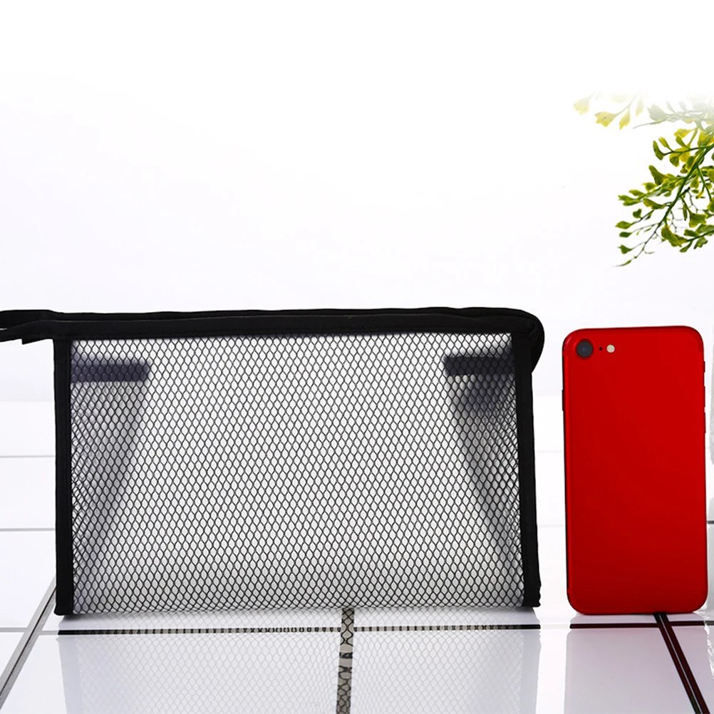 

Storage Bag Toiletry Organizer Travel Portable Compact Size For Lipstick Toothbrush Facial Cleanser Napkin Mesh Makeup