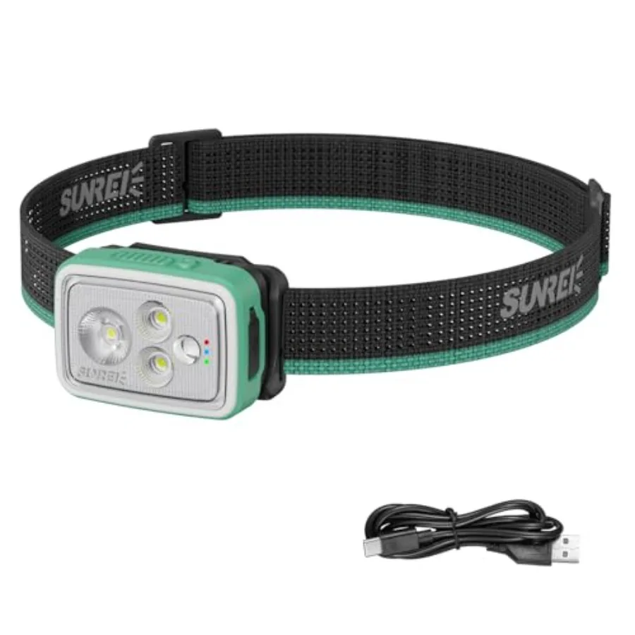 Linterna Frontal Recargable de 700 Lúmenes con Luz RGB, Sensor de Movimiento, Atenuación Gradual, Resistente al Agua IPX6, Batería de 2200 mAh, 5700K, Luz Concentrada/Difusa