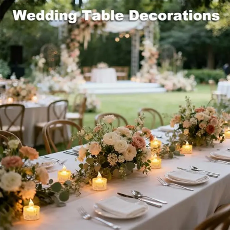 DT39 24Pcs Flameless LED Electronic Candles, Battery Operated, Realistic Flame, for Wedding, Party, Table Decoration