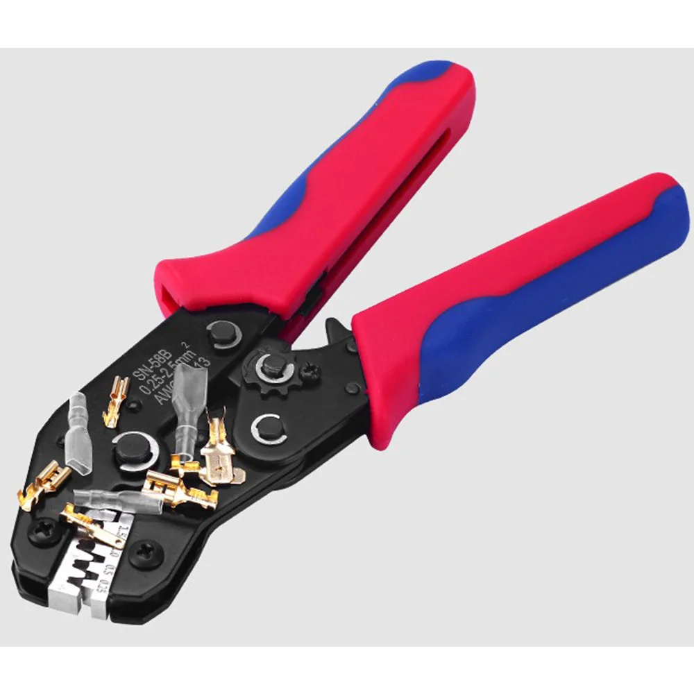 SN-58B Ratchet Crimping Plier Crimper Tool 0.25-2.5mm² AWG24-13 for Terminal Wire Electrical Pliers