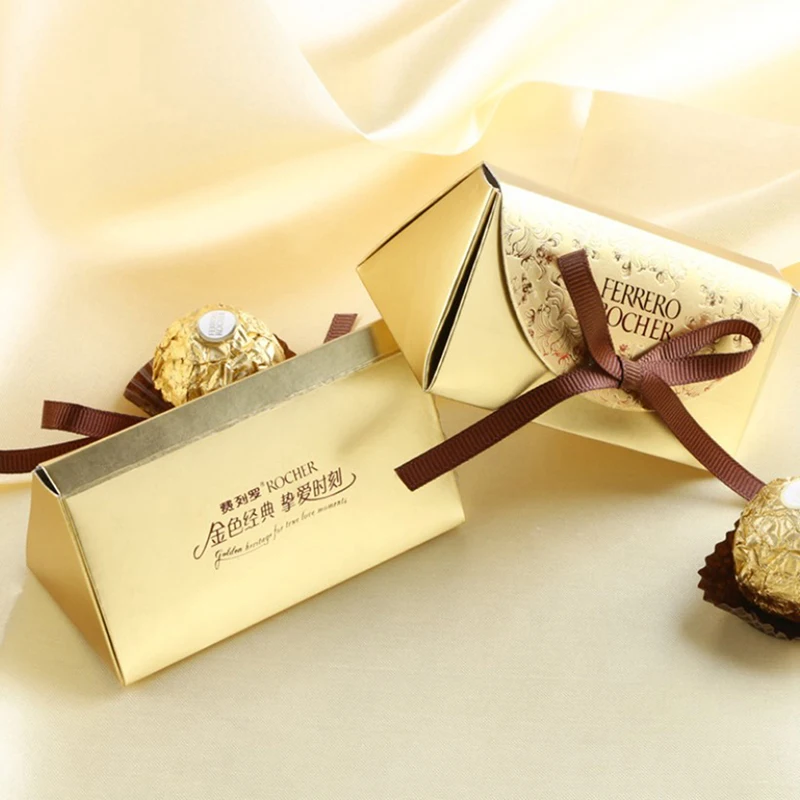 10Pcs Ferrero Rocher Boxes Wedding Favors and Gifts Box Baby Shower Paper Candy Decoration Sweet Bags Supplies