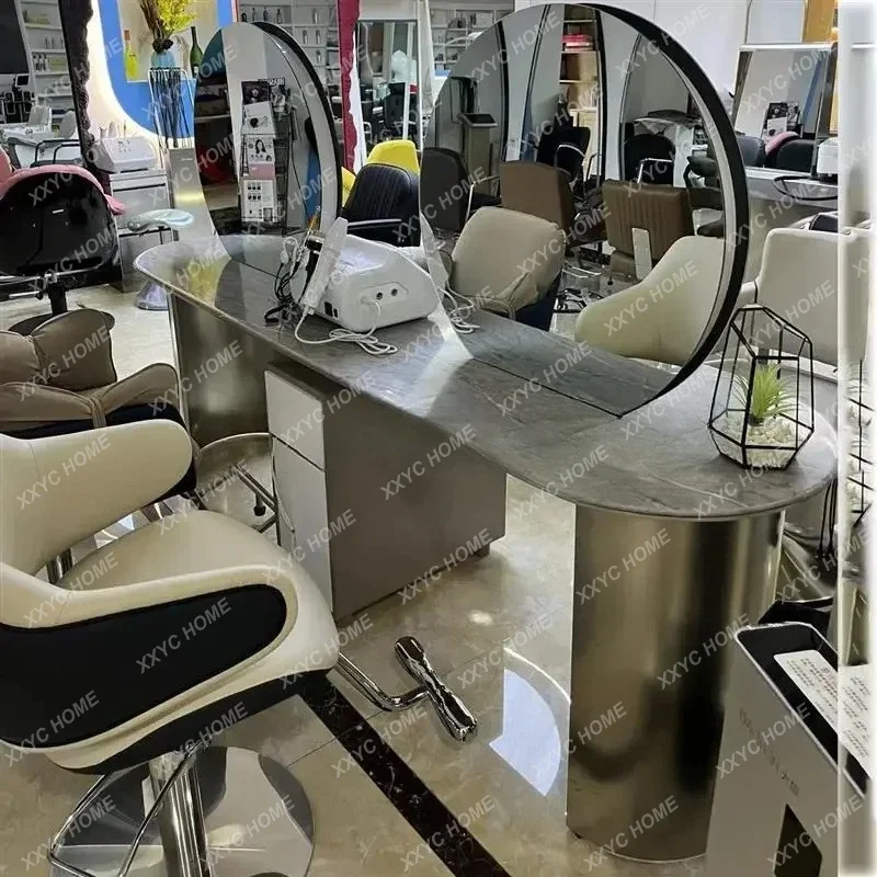 A For Hair Salon Cabinet Integrated Hot Dyeing Hair Cutting Stainless Steel Single-Sided Mirror