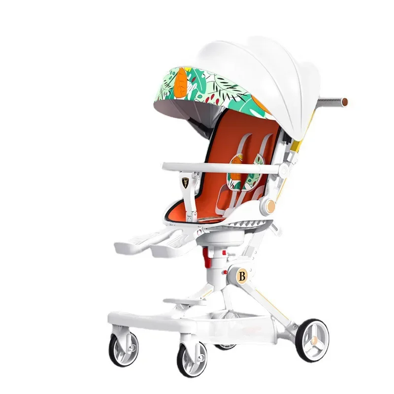 Sitting and Reclining Stroller  Light Four-wheeled Stroller Newborn Trolley Foldable High-view Baby Carriage Infant Trolley