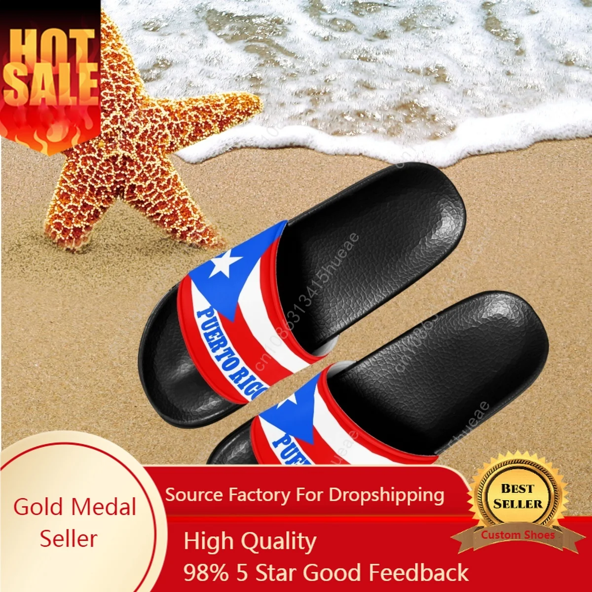 

Brand Designer Puerto Rico Flag Pattern Female Slippers Lightweight Breathable Women Home Shower Slippers For Girls Household