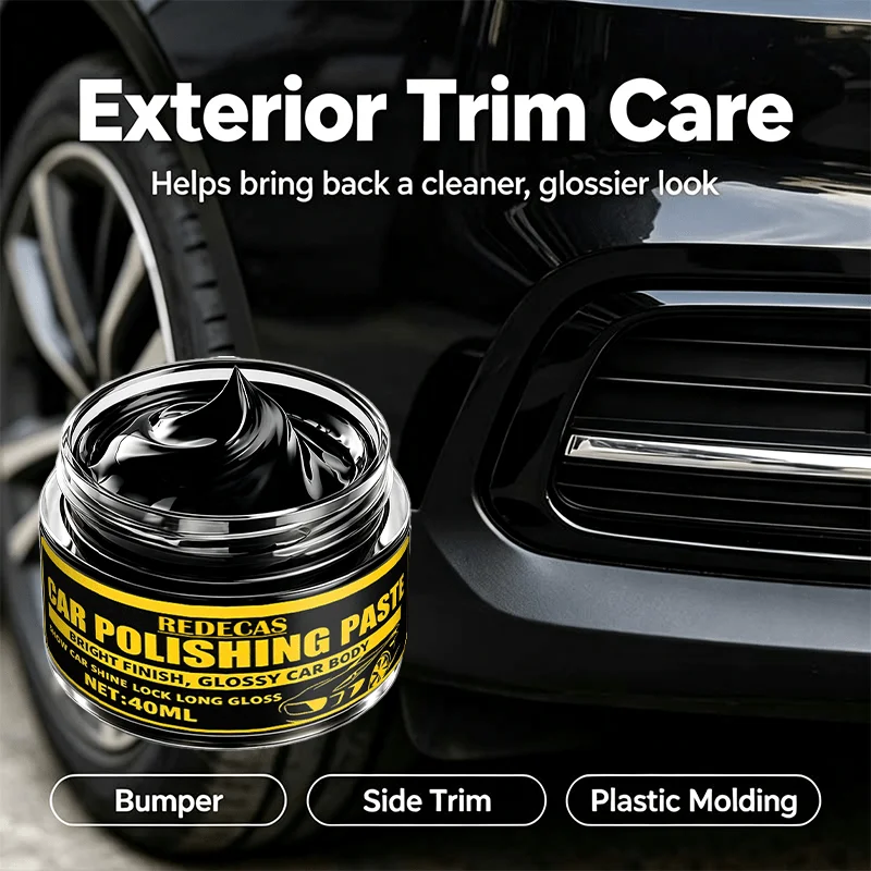 Plastic Polish & Tire Coating - All-in-One Dashboard/Seat/Bumper Restorer, Durable PVC, Streak-Free Gloss, Easy Apply, Car Care