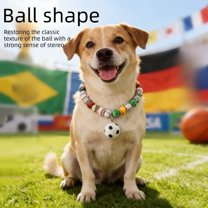 Soccer Pet Necklace Dog Cat Collar Adjustable Sports Ball Pendant Basketball Accessory for Small Medium Dogs Cats Pet Supplies