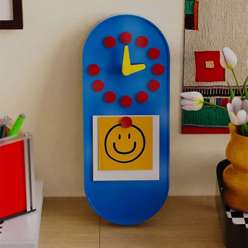 Creative Note Wall Clocks Dopamine Color Hanging Timer Memo Board Clock Living Bedroom Minimalist Modern Home Decor Ornament