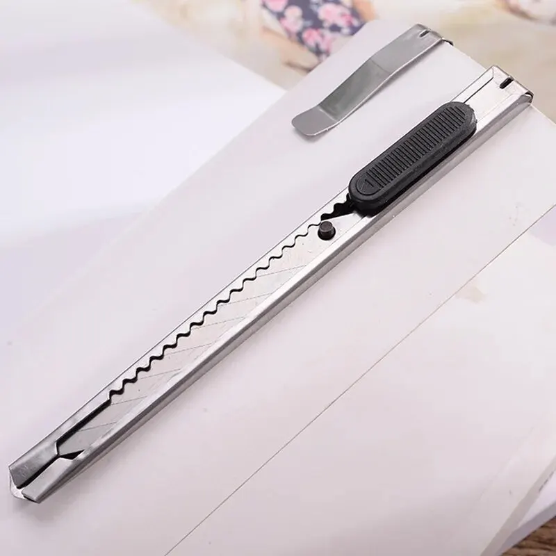 15pcs Stainless Steel Retractable Utility Knife 9mm Snap Off Blades Hobby Knife Box Cutter Perfect For Cutting At Home