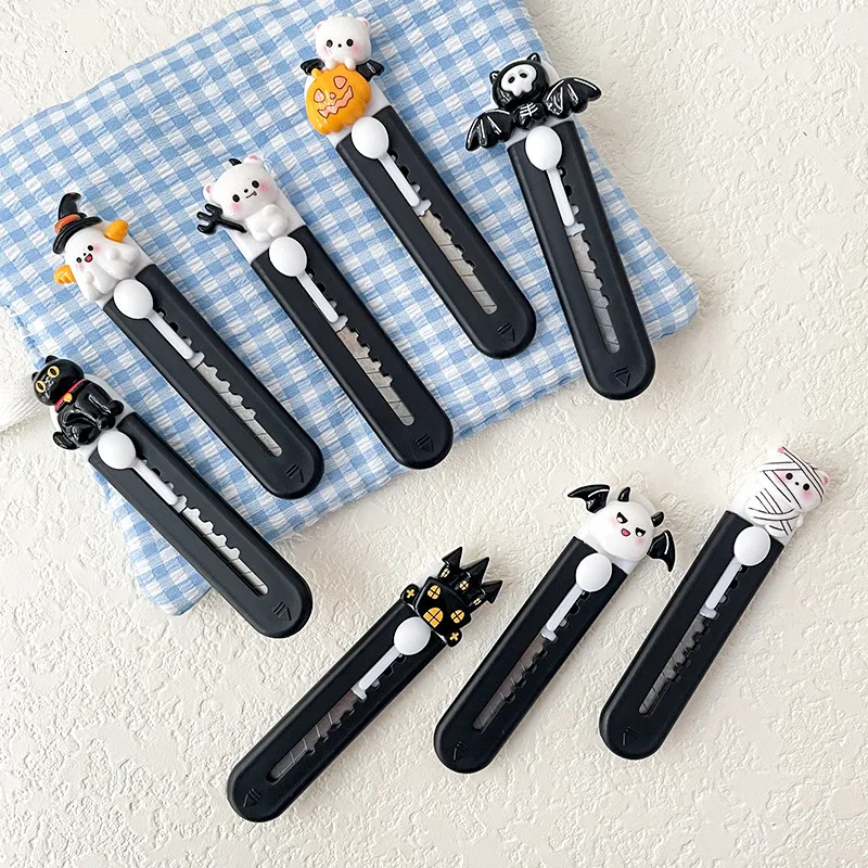 سكاكين فائدة قابلة للسحب سكين الهالوين فتاحة رسائل محمولة لقطع الورق المقوى أدوات مكتبية للمدرسة #2