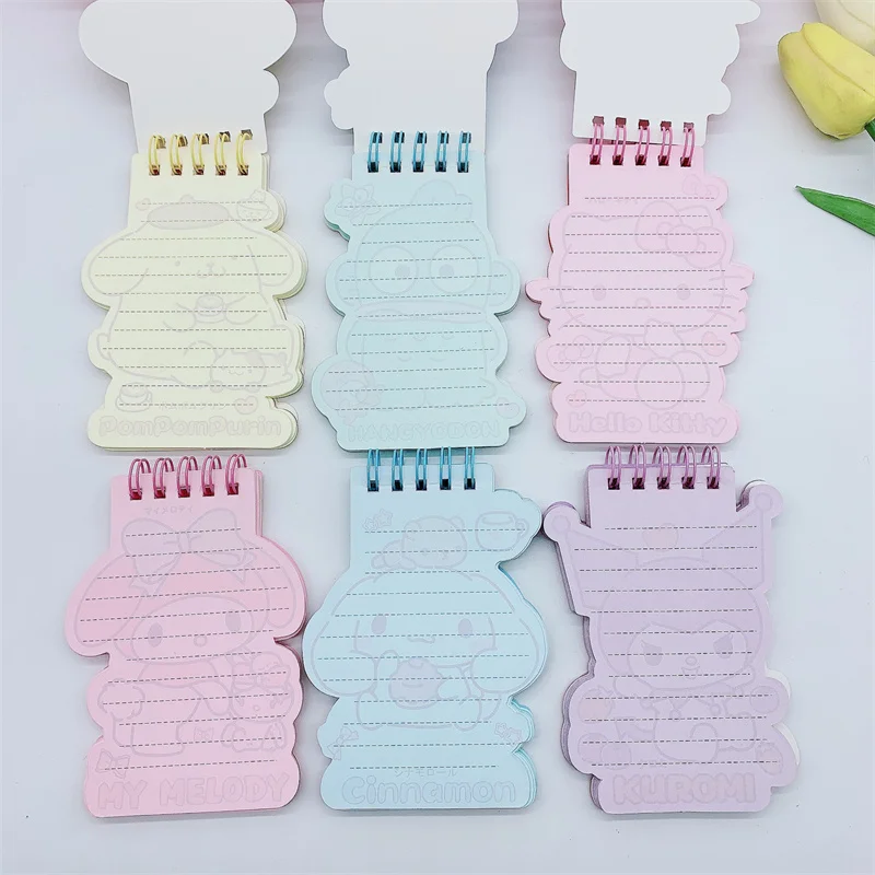 Imagem -03 - Sanrio Kuromi Melody Cinnamoroll Bobina Notebook Cute Portable Note Book Planejador Diário Papelaria Presente Material Escolar 12 Pcs por Lote