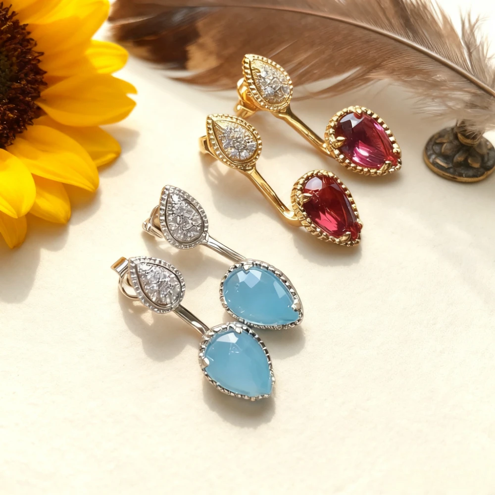 

New 2025 Trendy Jewelry pearl edge inlaid with zirconium diamond design, unique Fritillaria drop earrings