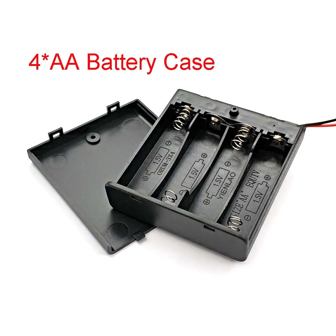 1/2/3/4-Schlitz-Batteriebox für AA-Batterien mit EIN/AUS-Schalter & Abdeckung, 1,5V/3V/4,5V/6V 15cm Rotes und Schwarzes Kabel DIY-Stromversorgungsgehäuse – Detail 7
