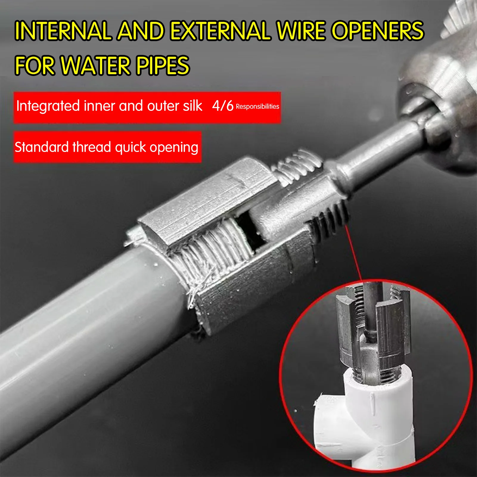 Portable PVC Pipe Threader Tool Metal Internal & External Pipe Thread Cutter DIY Plumbing Kit For Home Water Pipe Repair