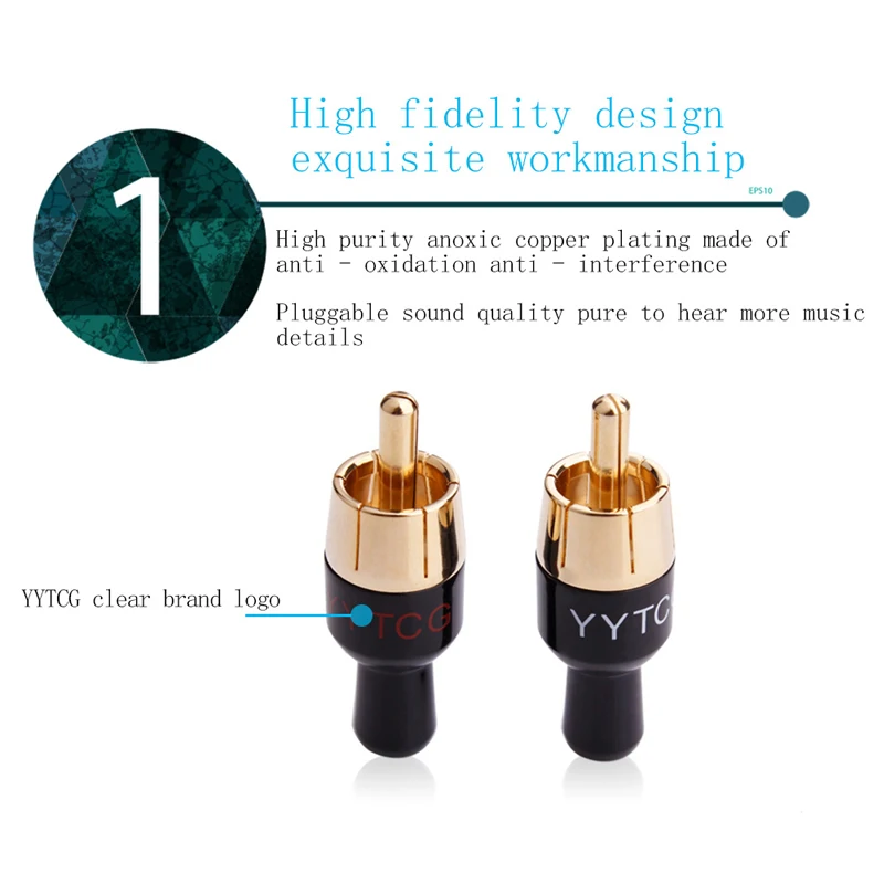 4PCS Copper RCA Plug Audio Cable Male Connector Adapter Connector Soldering Phono Male for 4mm Cable