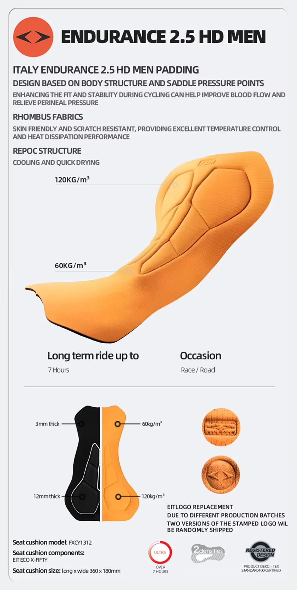 YKYWBIKE Herren Radsport-Trägerhose Italien Elastic Interface 7 Stunden Gepolsterte Profi-Fahrradhose Rennrad-Radlerhose – Detail 18