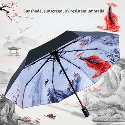 Parapluie à usage touristique entièrement automatique pour hommes et femmes, coupe-vent, degré UV, parasol féminin, parasol de plage pour filles