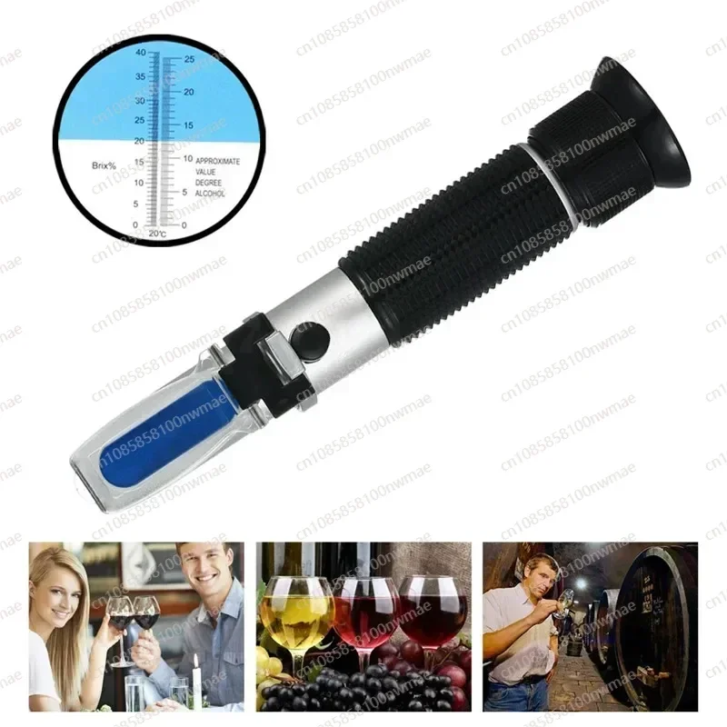 0-40% Brix 0-25% Alcohol Grapes Wine Refractometer ATC Handheld Concentration Meter Fruit Sugar Content Tester Measurement