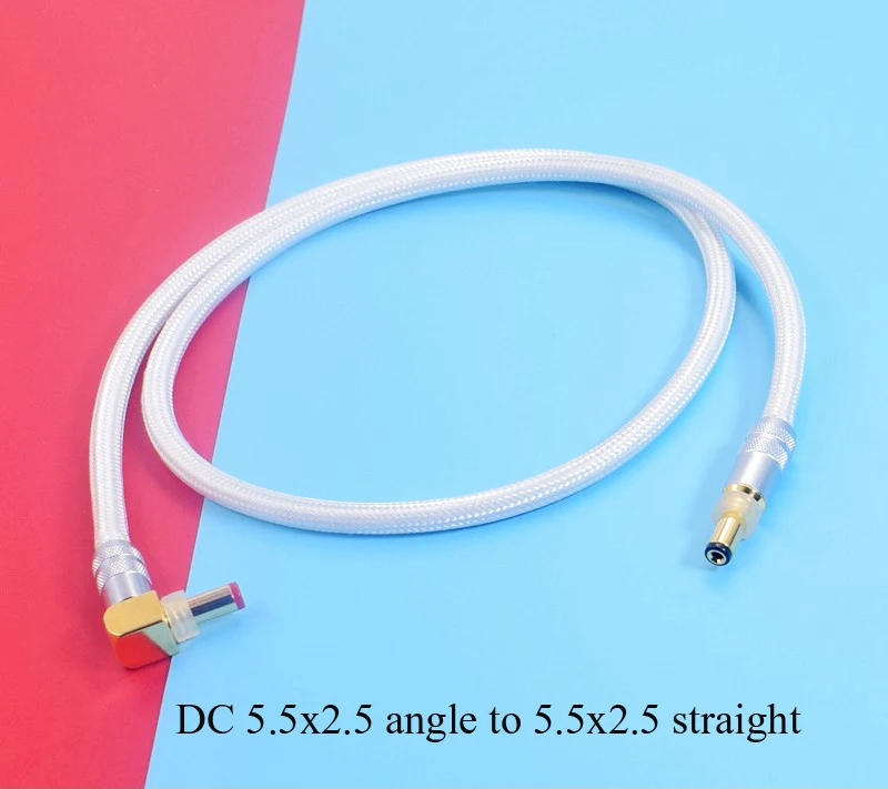 HIFI Vàng Bạc Paladi Hợp Kim DC 5.5X2.5 Nam 5.5X2.1 GX16 2Pin Loại C 90 độ Góc Cáp Thẳng HI-END