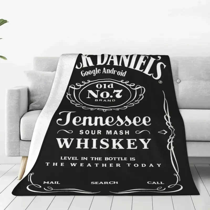 Jackdaniels American Whisky Blanket Flannel Autumn/Winter Multi-function Super Soft Throw Blanket for Sofa Car Bedspreads