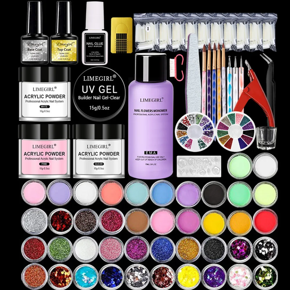 Professional Manicure Kit Acrylic Set For Beginners, Glitter Acrylic Powder For Nail Extensions DIY Complete Starter Set