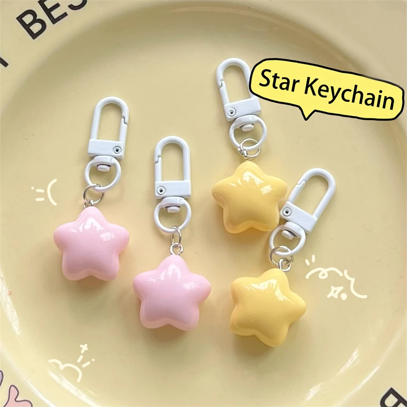 Cute Cartoon Star Pendant Keychain Tiktok Women Men Couple Fashion Trend Key Chain For Bag Charm Accessories Gifts