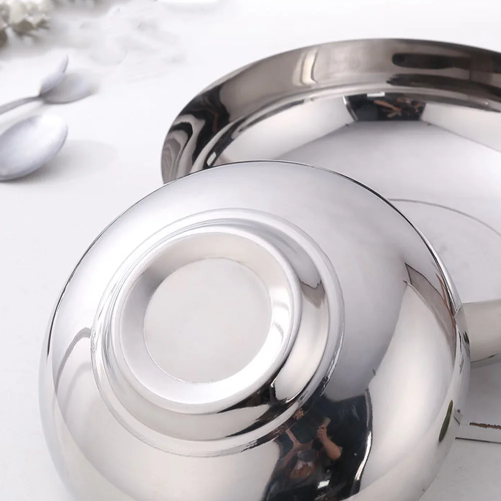 

1Pcs Single Layer Cold Noodle Stainless Steel Bowl Silver Fine Craftsmanship Multi-Function Food Serving Bowl Home Kitchen Salad