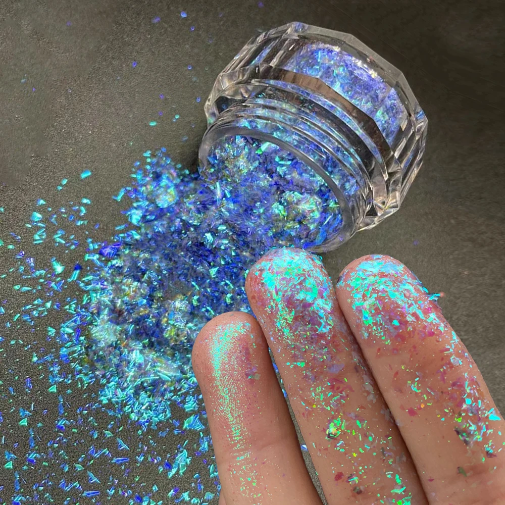 Unicorn Chameleon Aurora Nail Glitter Powder Colorful Magic Mirror Nail Pigment Flakes Powder Broken Yuki Aurora Chameleon Dust