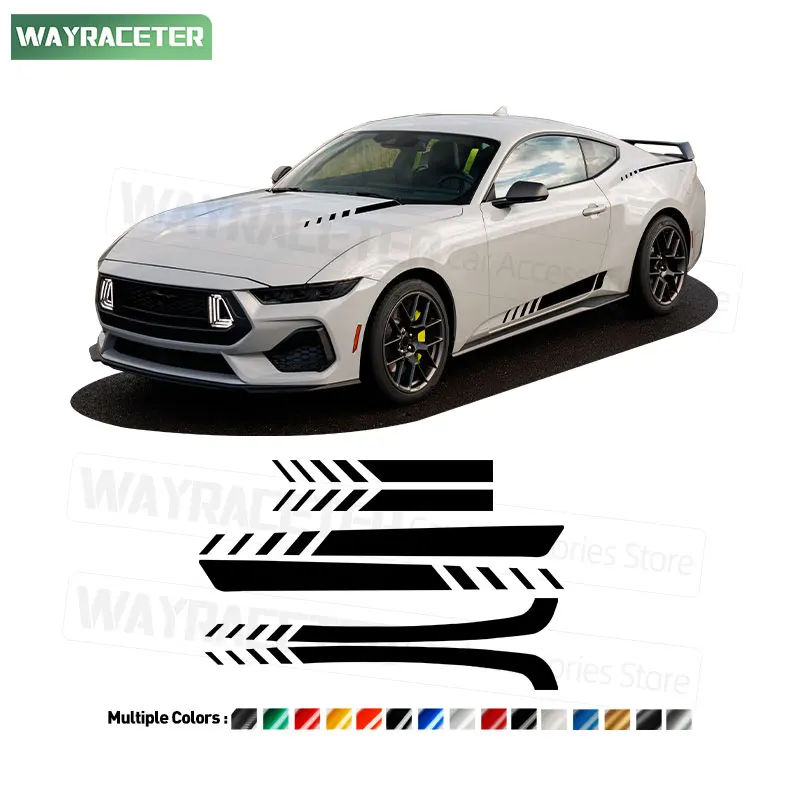 

6 Pcs/Set Edition RTR Car Engine Cover Door Side Stripes Rear Fender Sticker Decal For Ford Mustang 2024 2025 2026 Accessories