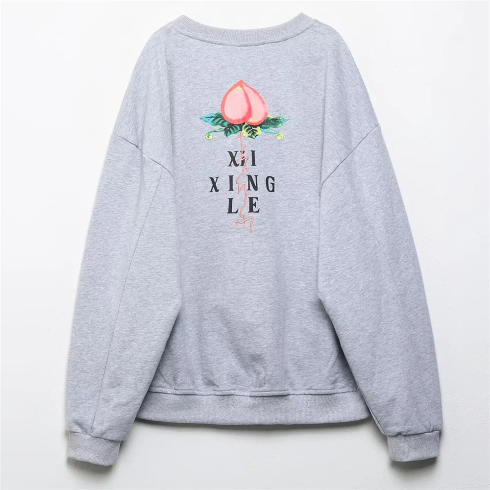 เสื้อผ้าผู้หญิงใหม่สำหรับฤดูใบไม้ร่วง สไตล์ยุโรปและอเมริกา เสื้อสเวตเชิ้ตปักลายพิมพ์ กางเกงจ็อกกิ้งทรงหลวมขายาว