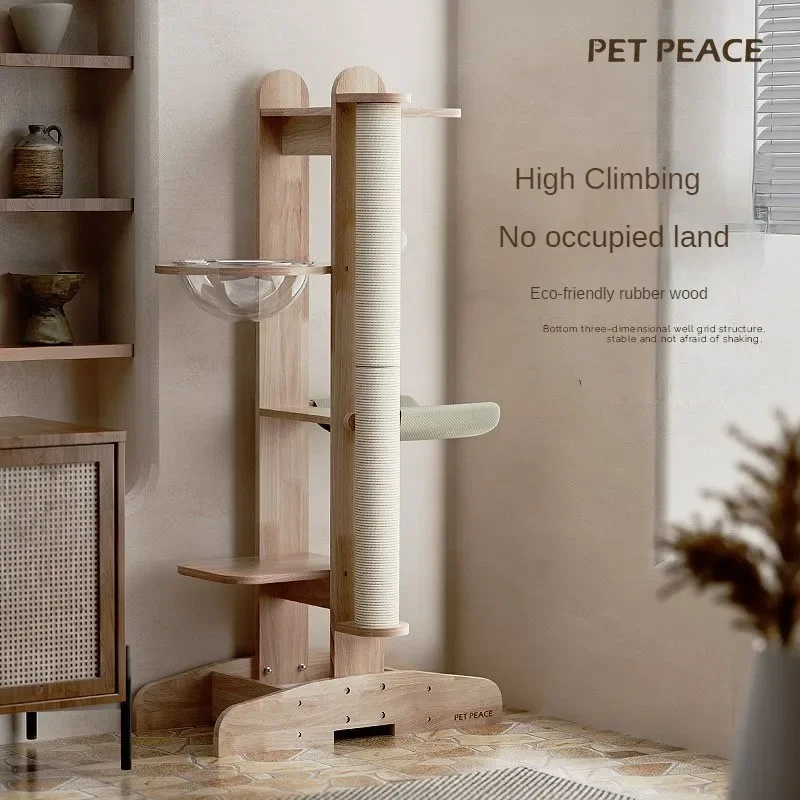 Cat Furniture All Solid Wood Cat Climbing Frame Cattery Cat Tree Diving Platform Sisal Hemp Space Capsule Vertical Shelf