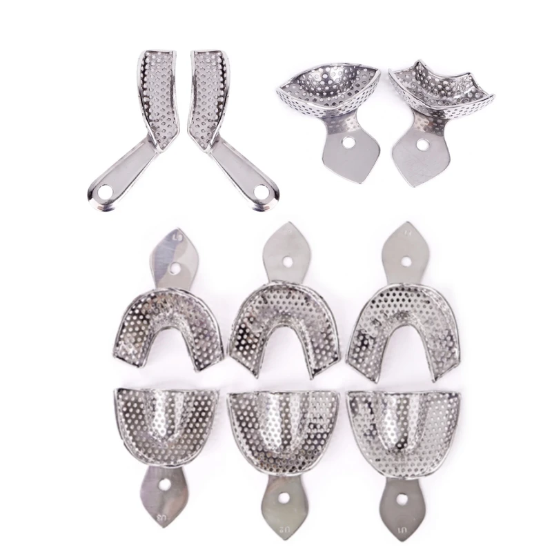 

2Pcs Dental Autoclavable Impression Tray Stainless Steel Denture Teeth Holder Full Mouth Perforated Mold Tray