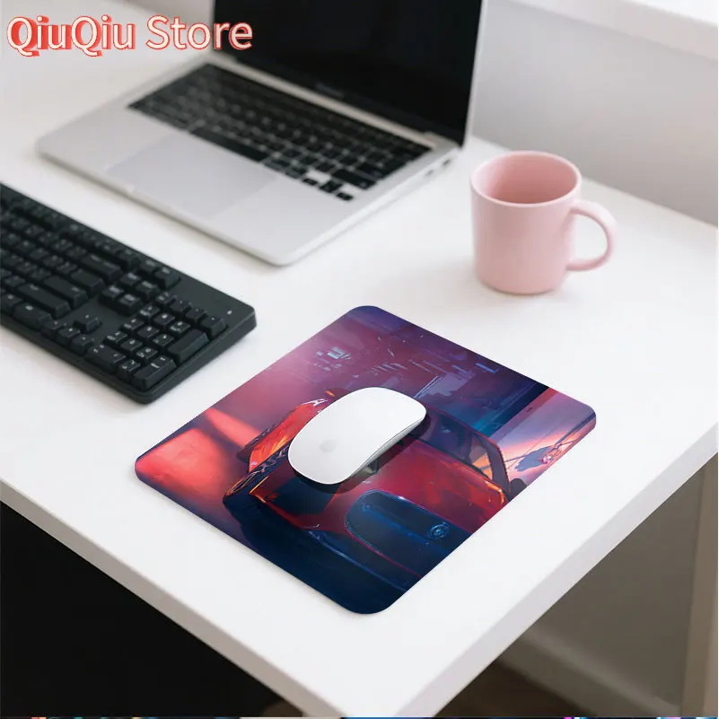 Vibrant Cool Sports Car Cartoon-Style Gaming Mousepad Anti-Slip Base