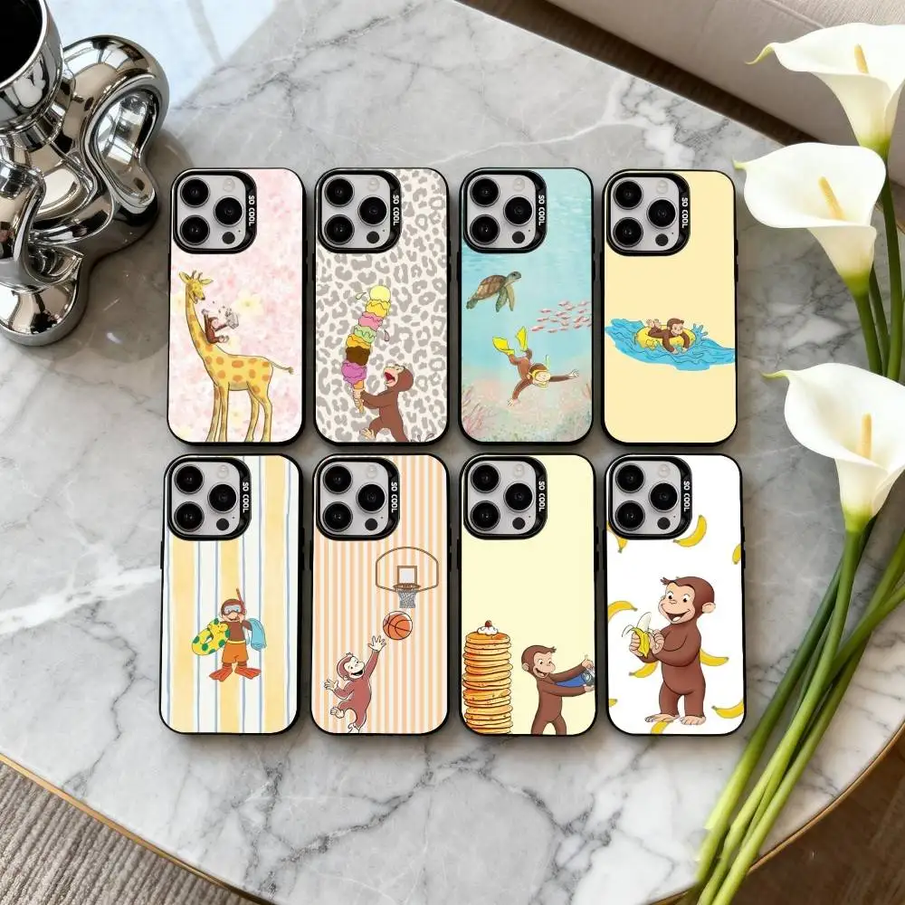 

M-Mokey C-Curious-S G-Georges Phone Case For iPhone17,16,15,14,13,12,11 Plus,Pro Max Black Candy silver phone case