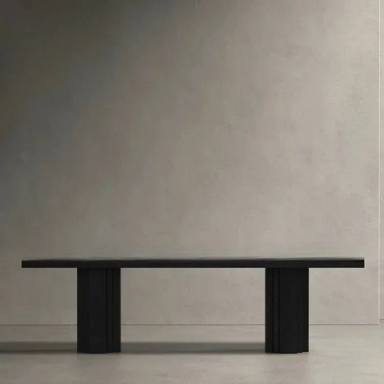 Solid wood minimalist te a t able dining tab le multi-person long ta ble villa t ea tabl e hotel long tab le
