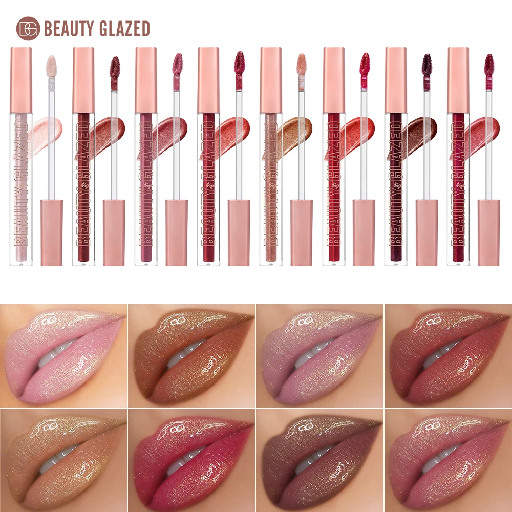 Lipgross scintillante smaltato di bellezza, tinta per labbra con glitter perlato a specchio, rimpolpante per labbra idratante, rossetto liquido con diamante luccicante sexy