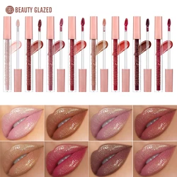 Beauty Glazed Gleaming Lipgross,Mirror Pearl Glitter Lip Tint,Moisturizing Lip Plumping,Sexy Shimmer Diamond Liquid Lipstick