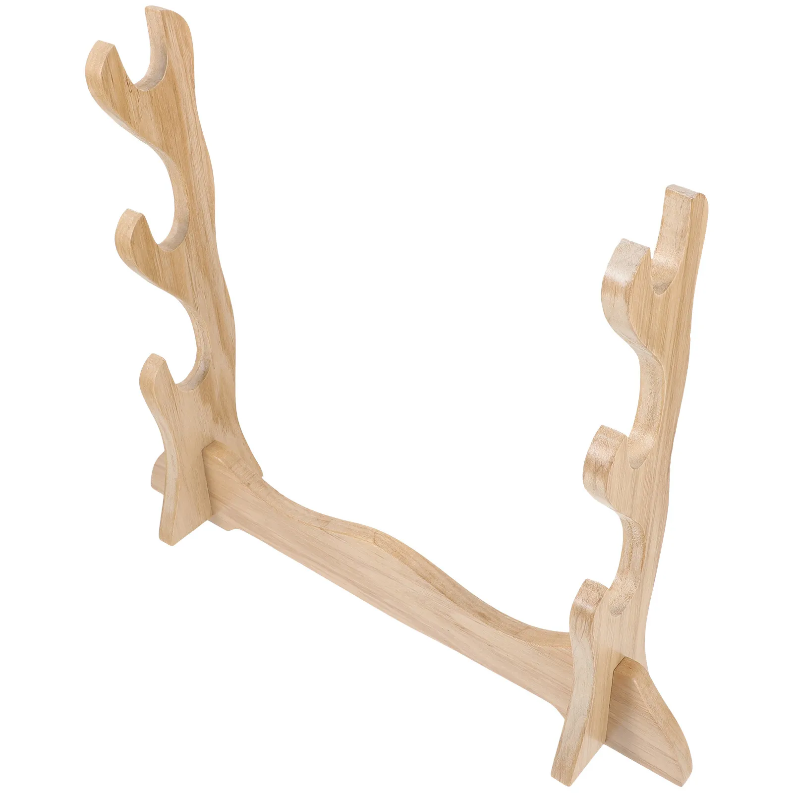 Wooden Rack 3-Tier Display Stand for Household Swords Holder Desktop Wall Mount Decorative Storage Bracket