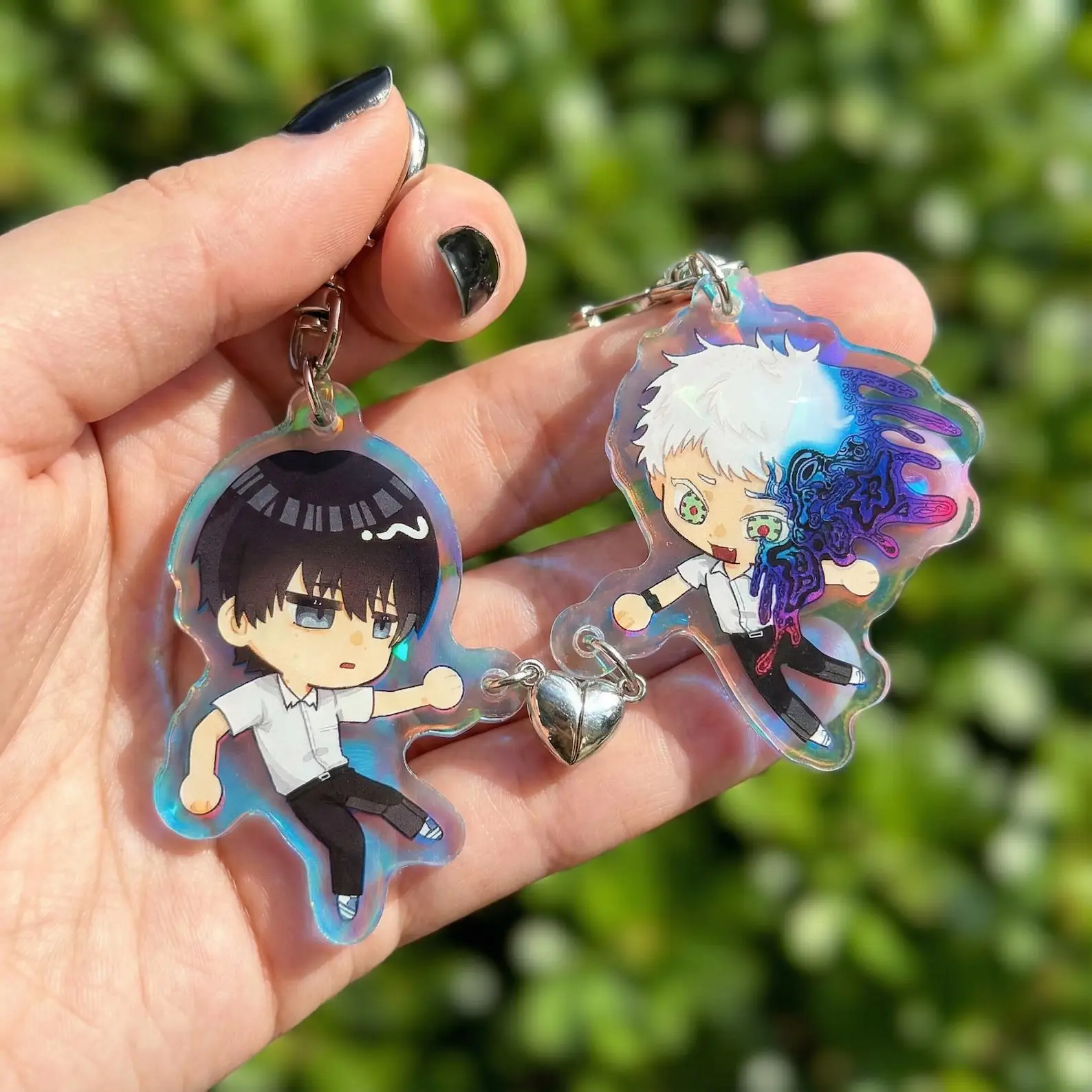 Hikaru and Yoshiki Summer Died Inspired Holographic Keychain Charms, TSHD Charms,  Hikaru Died Magnet Charms