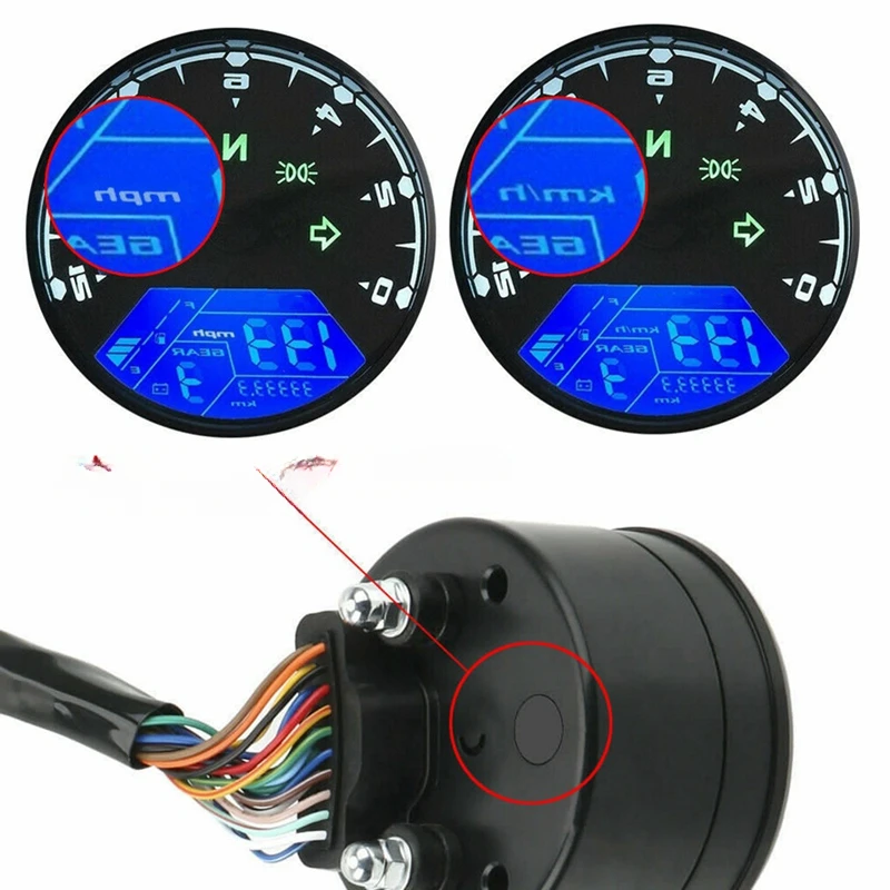 B-M LCD Digital Motorcycle Speedometer Tachometer Cafe Racer Moto Odometer 12000RPM Motorcycle Supplies Accessories