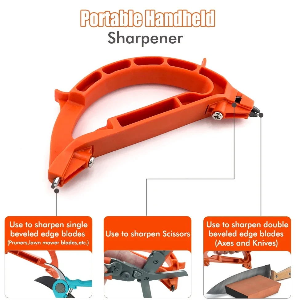 Portable 3-in-1 Handheld Knife Sharpener, Outdoor Multifunctional Sharpening Tool for Kitchen Scissors, Axe and Pocket Knives