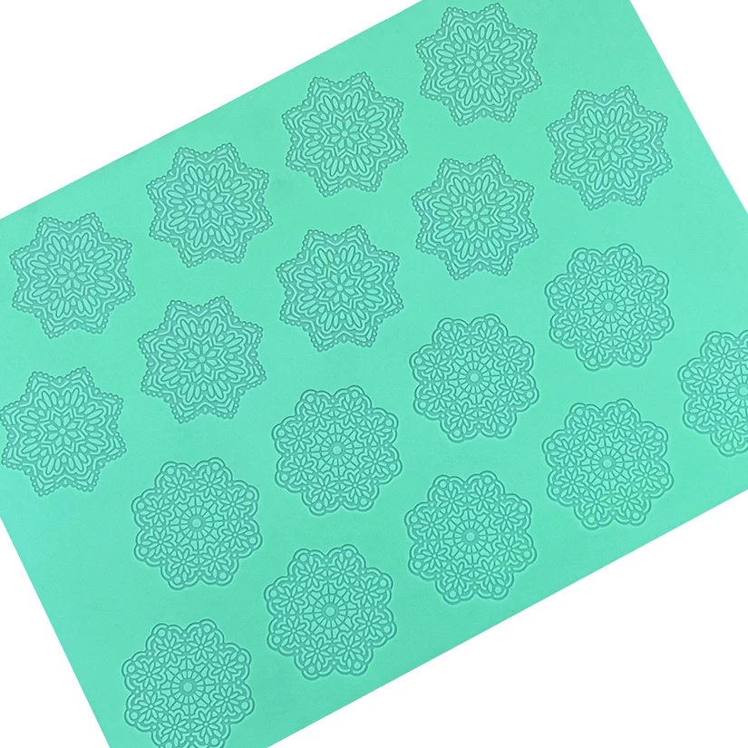 CT-008 Snowflake Flower Rectangle 100% Food-grade Silicone Baking Mat Fondant Cake Decorating Mold Tools