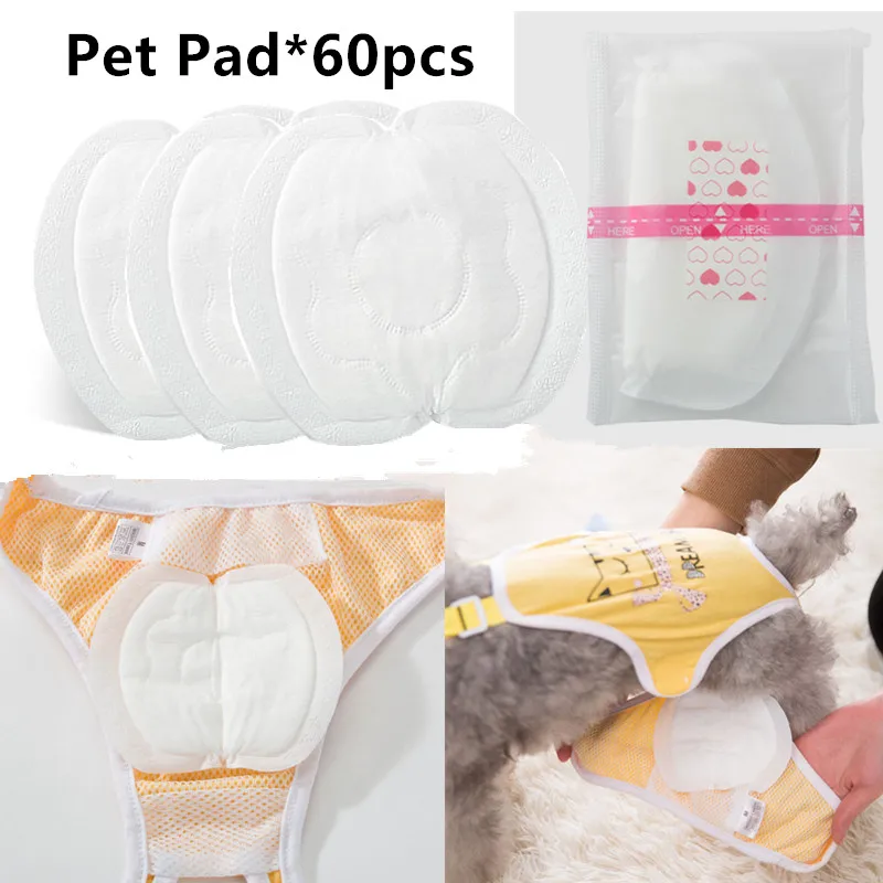 

60PCS Dog Diapers Breathable Absorbent Pet Diaper Pads Male Dogs Sanitary Pants Comfortable Physiological Leakproof Nappies