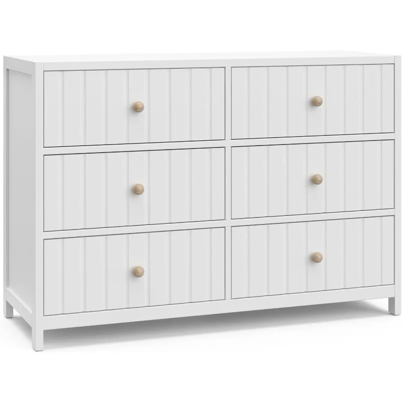 

Double Dresser, Interlocking Drawer System, Pre-Installed Drawer Tracks, Includes Two Sets of Knobs for Personalization